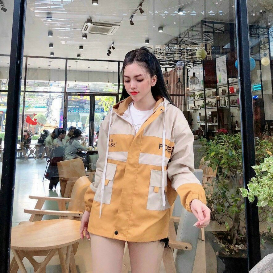 [Ảnh Thật] Áo Khoác Kaki Hộp Nữ In Chữ POSTER Free Size 70kg AK157 TD Fashion