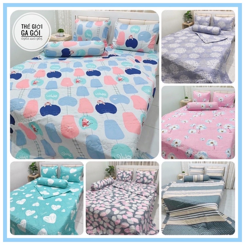 Bộ chăn ga Thắng Lợi 100% cotton chuẩn logo 5 món