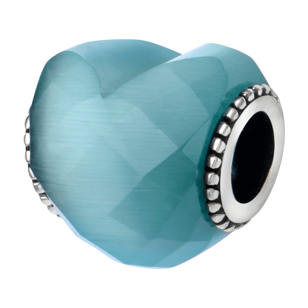 Hạt charm xỏ DIY PNJSilver hình trái tim màu xanh lam XM00K060005