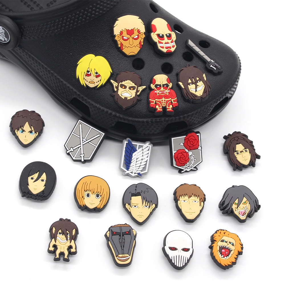 Crocs Jibbitz Cartoon Tấn công Titan Chủ đề Khóa DIY Giày có thể tháo rời Dép trang trí Phụ kiện PVC Quà tặng cho nam giới và phụ nữ