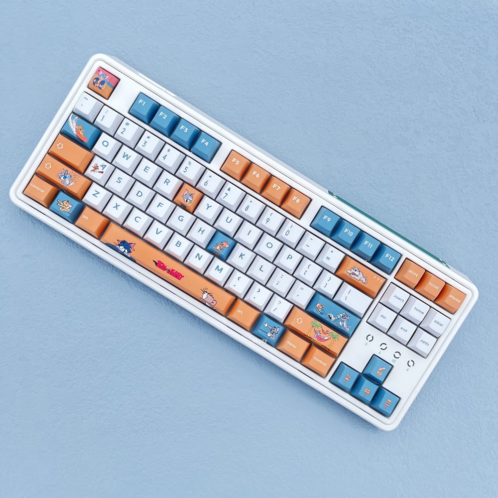 Tom và Jerry Keycaps Cherry Hồ sơ Phim hoạt hình Anime Keycaps PBT DYE-SUB Bàn phím cơ Keycaps 134 Phím