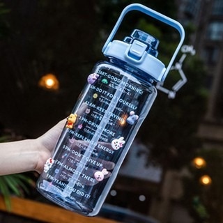 Bình nước thể thao tích hợp ống hút 2000ml có vạch chia cao cấp tiện lợi