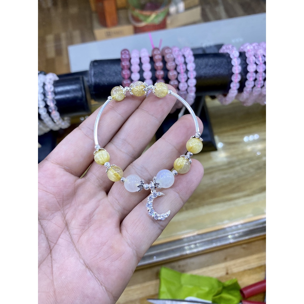 Vòng Phong Thủy cho mệnh Thổ - Kim mix charm bạc 925.