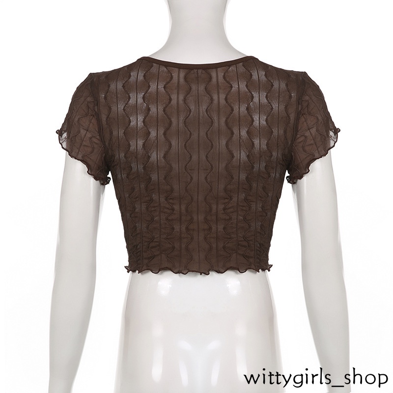 Wittygirls-áo Croptop Ren Trong Mờ Hở Rốn Gợi Cảm Thời Trang Mùa Hè Cho Nữ