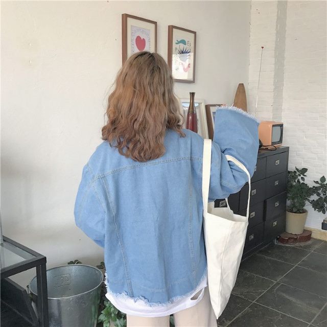Hàng Sẵn_ Áo khoác jeans cao bồi áo khoác form dáng rộng phong cách hàn