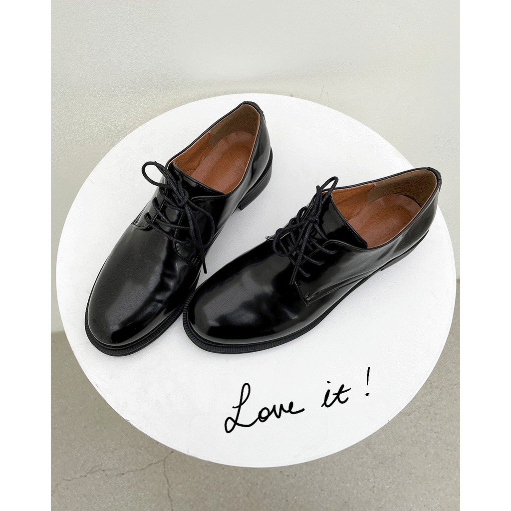 [gwilee] polish derby shoes - giày derby nữ da bóng