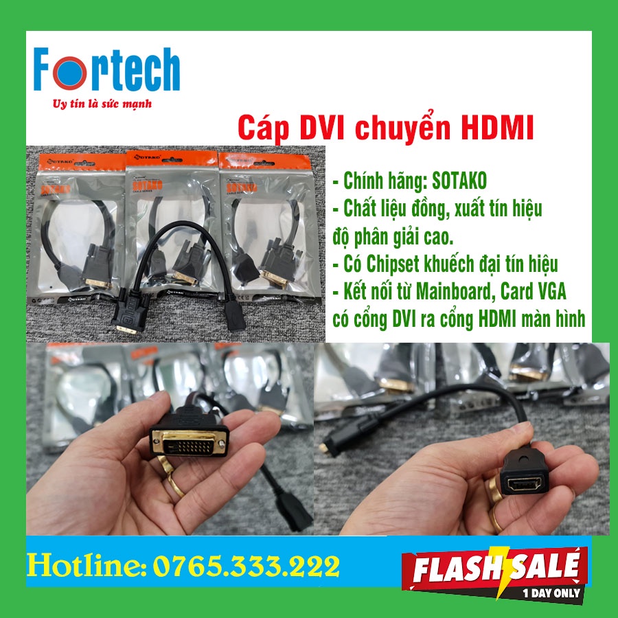 Cáp chuyển DVI sang HDMI, Cáp chuyển DVI sang VGA SOTAKO, hàng chất lượng tốt, giá rẻ