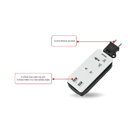 Ổ cắm điện thông minh tích hợp 2 cổng sạc USB 5V tiện lợi SOPOKA Q2U Q4U