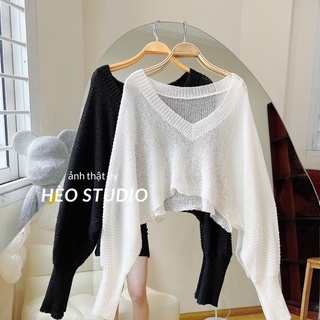 Áo Len Croptop Tay Dài Hèo Studio (Ảnh Thật)
