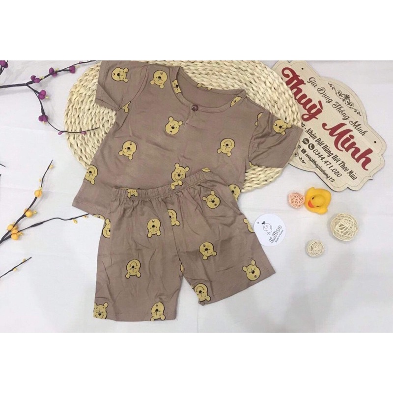 Bộ cộc hình gấu chất thun lạnh cho bé trai và bé gái