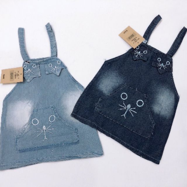 Đầm yếm jeans thêu túi size 1-128-22kg.