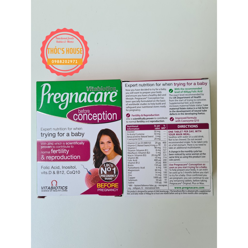 Vitamin pregnacare tăng khả năng thụ thai cho nữ giới