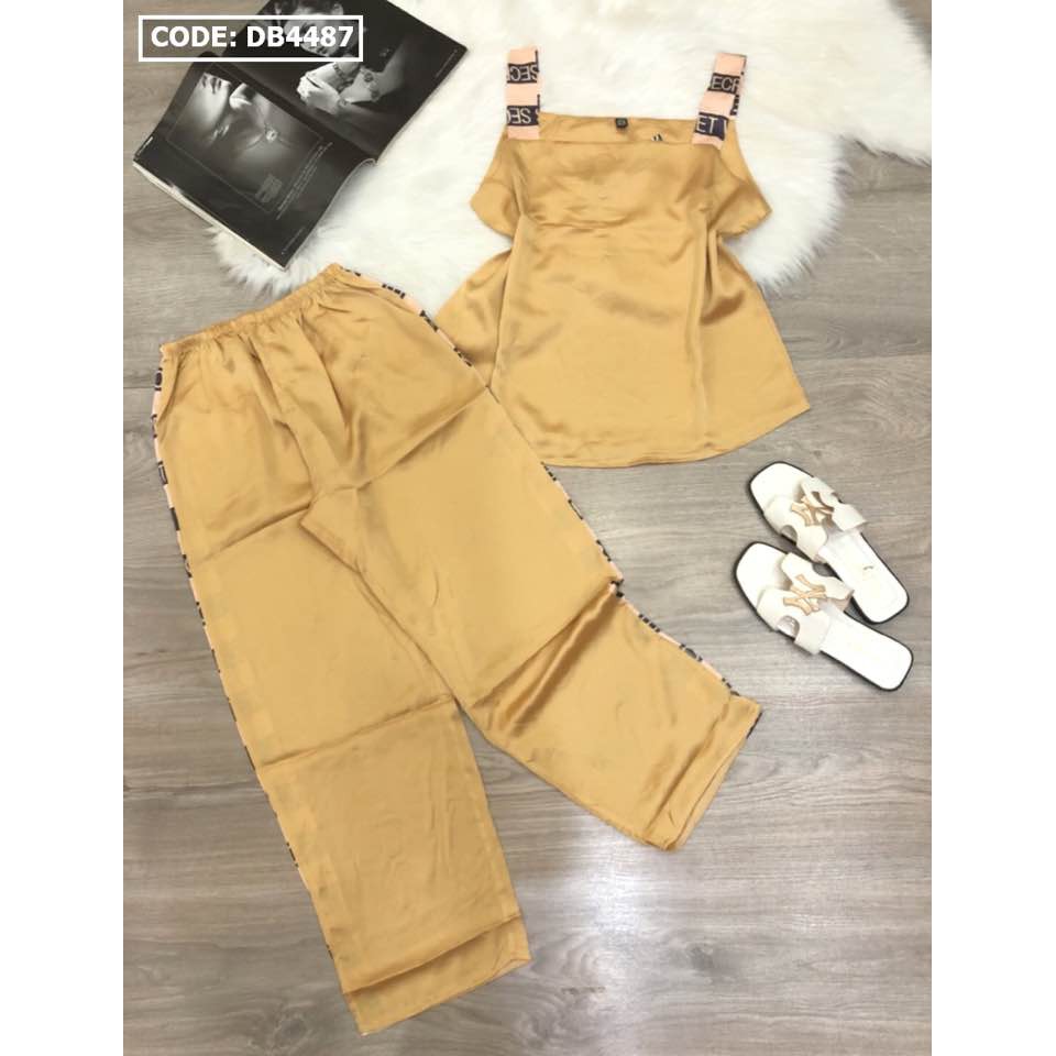 Đồ Bộ Satin Quần Dài Ống Xẻ Phối Áo 2 Dây | BigBuy360 - bigbuy360.vn