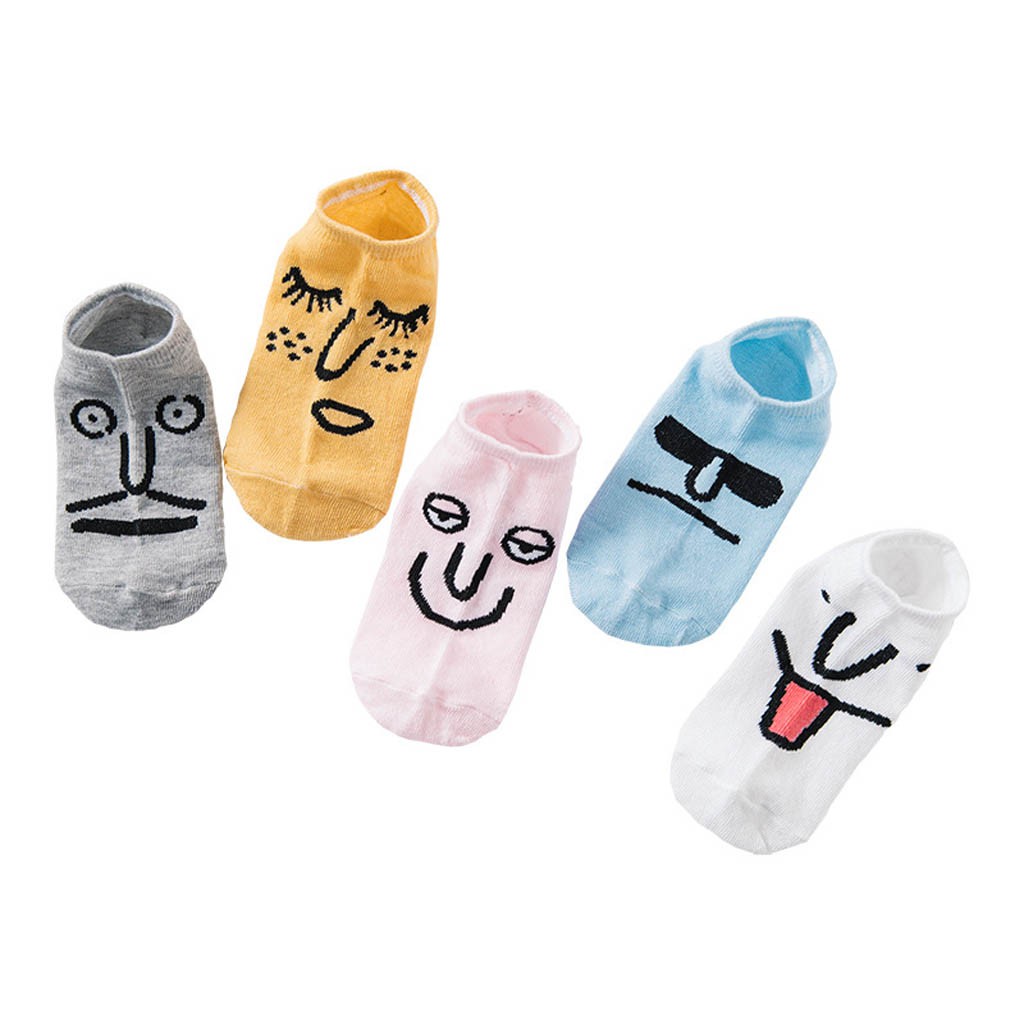 [Set 5 Đôi] Tất Vớ Nữ Thun Cotton Hình Gương Mặt Biểu Cảm Buta TN15