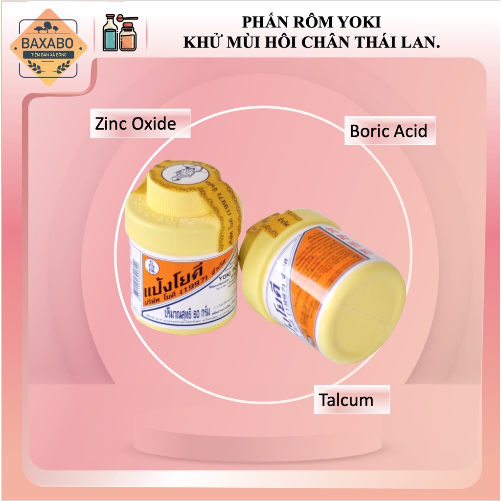 PHẤN RÔM YOKI KHỬ MÙI HÔI CHÂN, GIÀY THÁI LAN - 60GR - HÀNG CHÍNH HÃNG