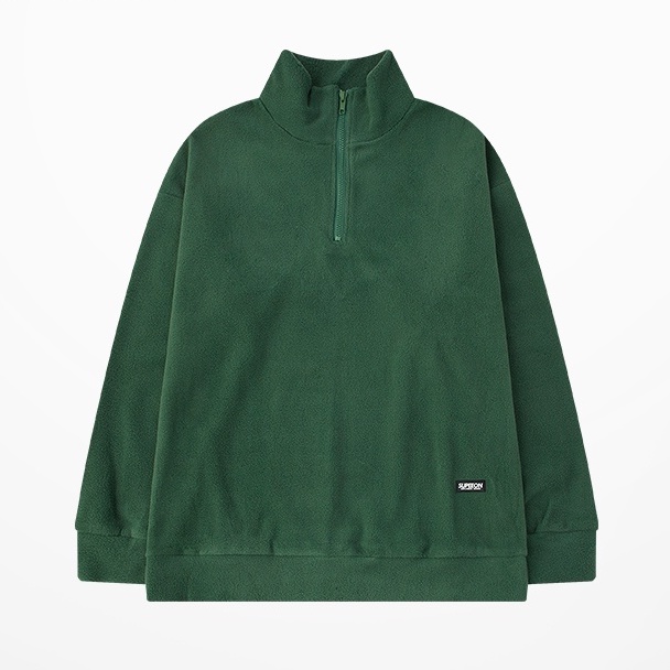 Áo sweater unisex polo, áo nỉ cổ bẻ khóa kéo form rộng Nelly Heybig 100% phong cách streetstyle 3 màu xanh, đen, be