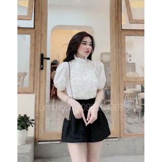 Áo sơ mi cổ bèo tay ngắn bồng hot hit