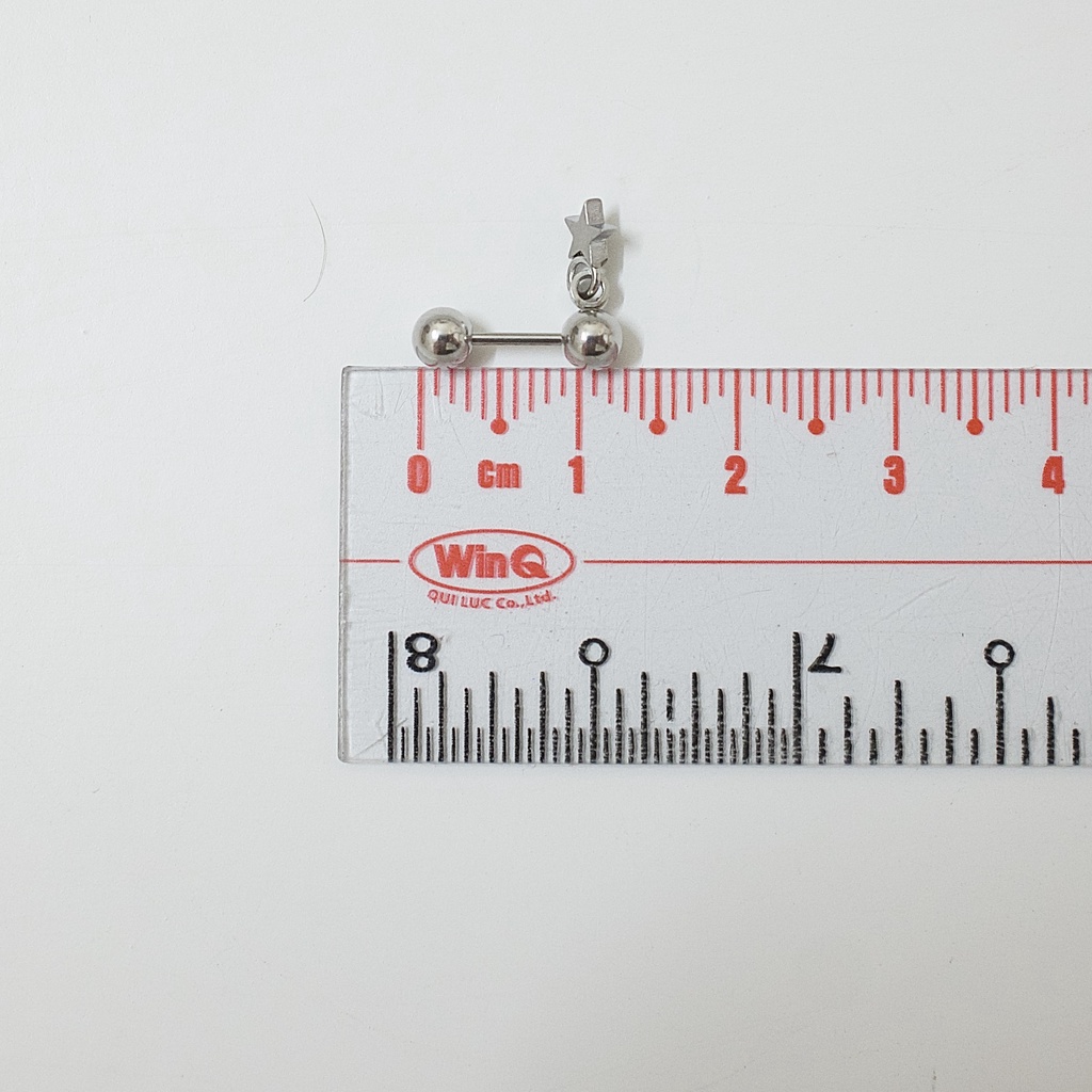 [1 Chiếc] Khuyên Tai Unisex Charm Ngôi Sao Nền Đen Màu Bạc Titan Không Đen Không Gỉ Không Ngứa julies box 66