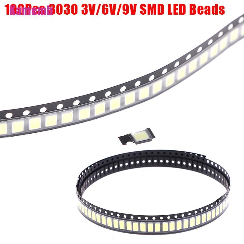 Bộ 100 Đèn LED 3030 SMD 1W 3V / 6V / 9V Ánh Sáng Trắng Lạnh Cho TV