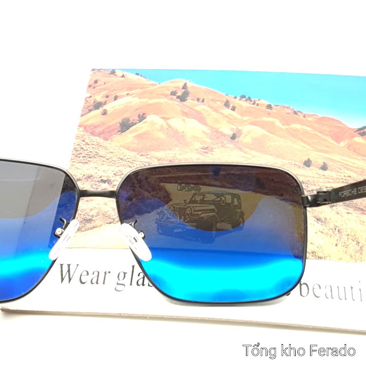 Mắt kính trời trang nam mắt vuông tròng phân cực chống UV400