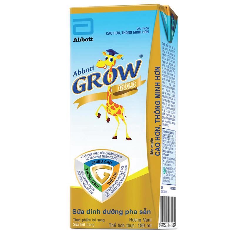3 lốc 12 hộp Sữa hươu cao cổ Abbott Grow Gold 180ml Vani - Ca Cao