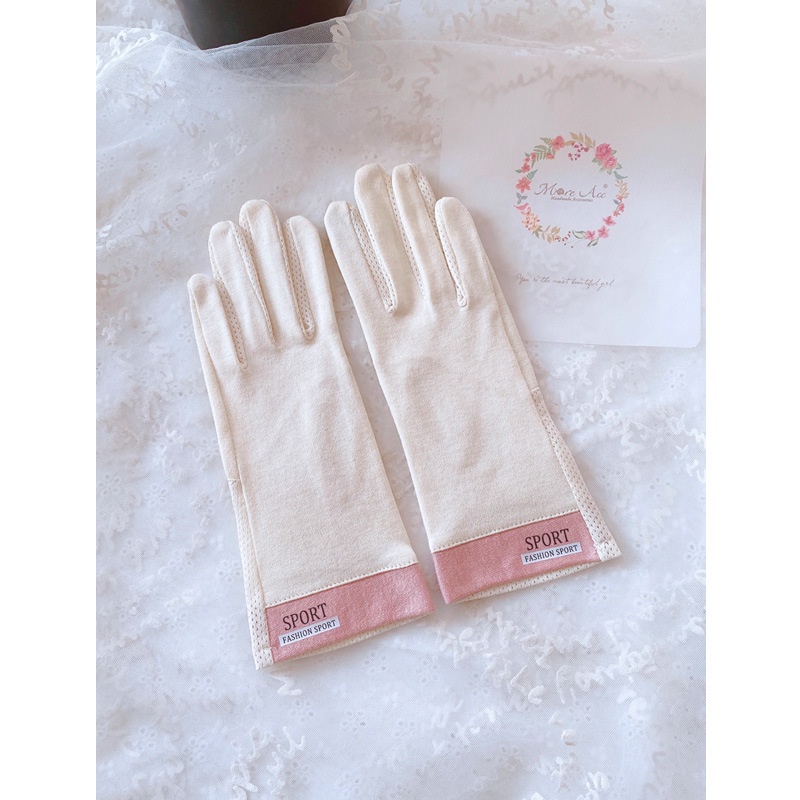 Găng tay cotton bảo vệ chống tia uv thời trang cho nữ