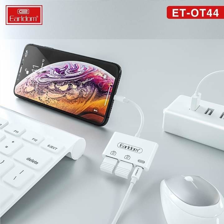 Cáp OTG Dành Cho iPhone, iPad Earldom OT44 - Hỗ Trợ Cắm Phím, Chuột, USB , Midi Controller - Hàng Chính Hãng