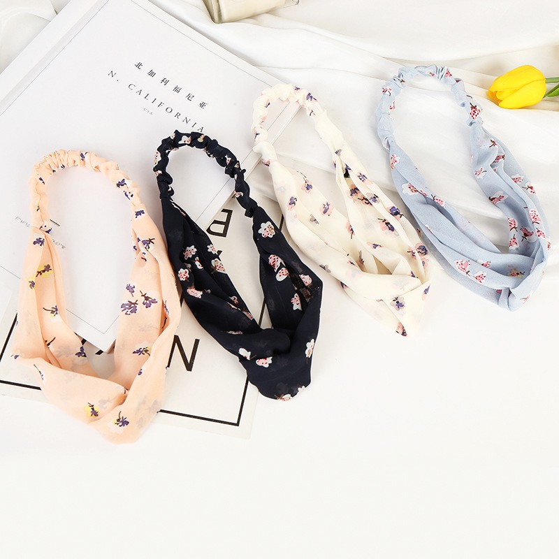 Băng Đô Turban Hoa Anh Đào Vải Voan Mát Lạnh Cực Mướt Tay !