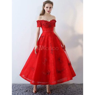 Đầm xoè kiểu hở vai phối ren dự tiệc sang trọng VL87