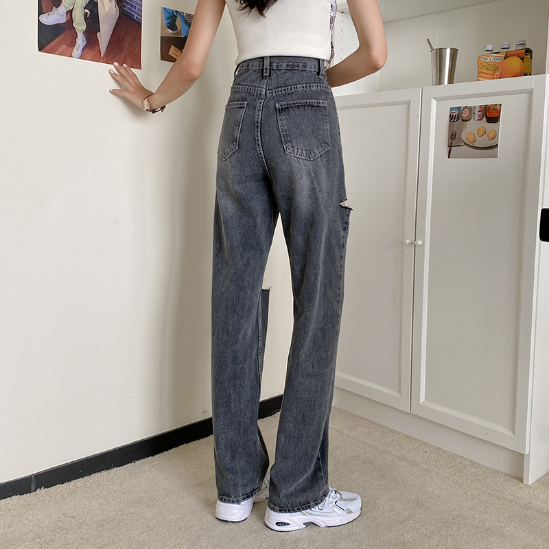 Quần Jeans Nữ Lưng Cao Mài Rách Thời Trang