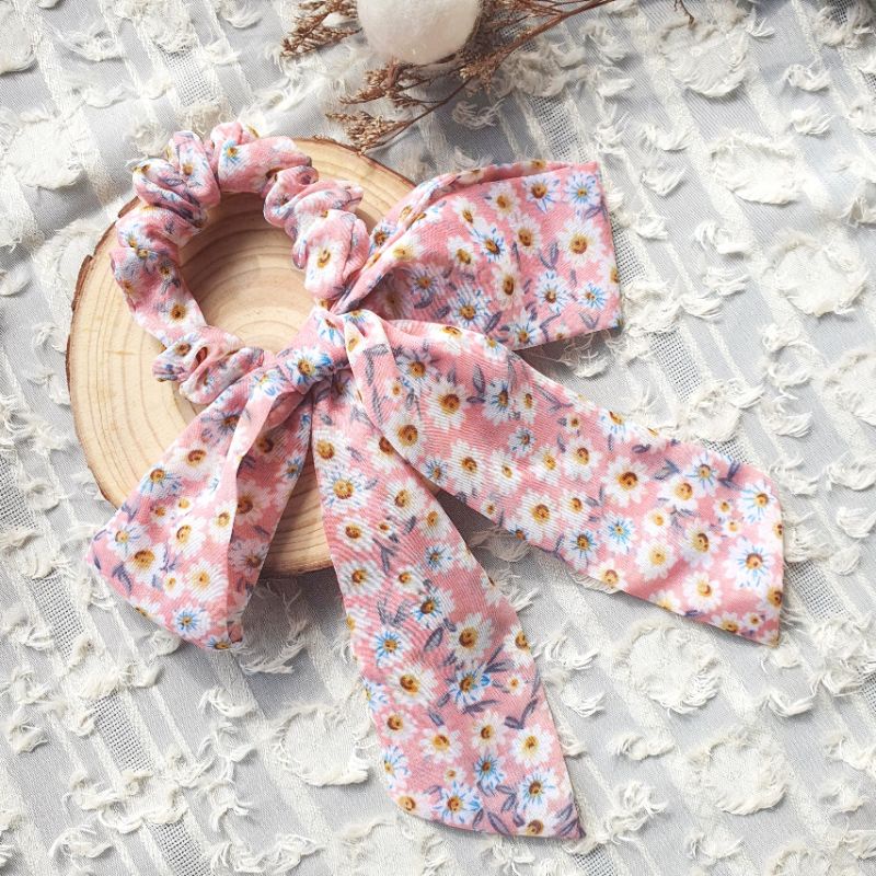 Dây Buộc Tóc Scrunchies AlittleMORE Thắt Nơ Đũi Hàn Quốc Cao Cấp Dễ Thương Cột Tóc Đẹp