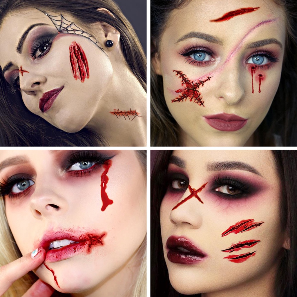 Set 10 Tấm Hình Xăm Dán Tạm Thời Bằng Giấy Chống Nước Thân Thiện Với Da Họa Tiết Halloween Dành Cho Nam