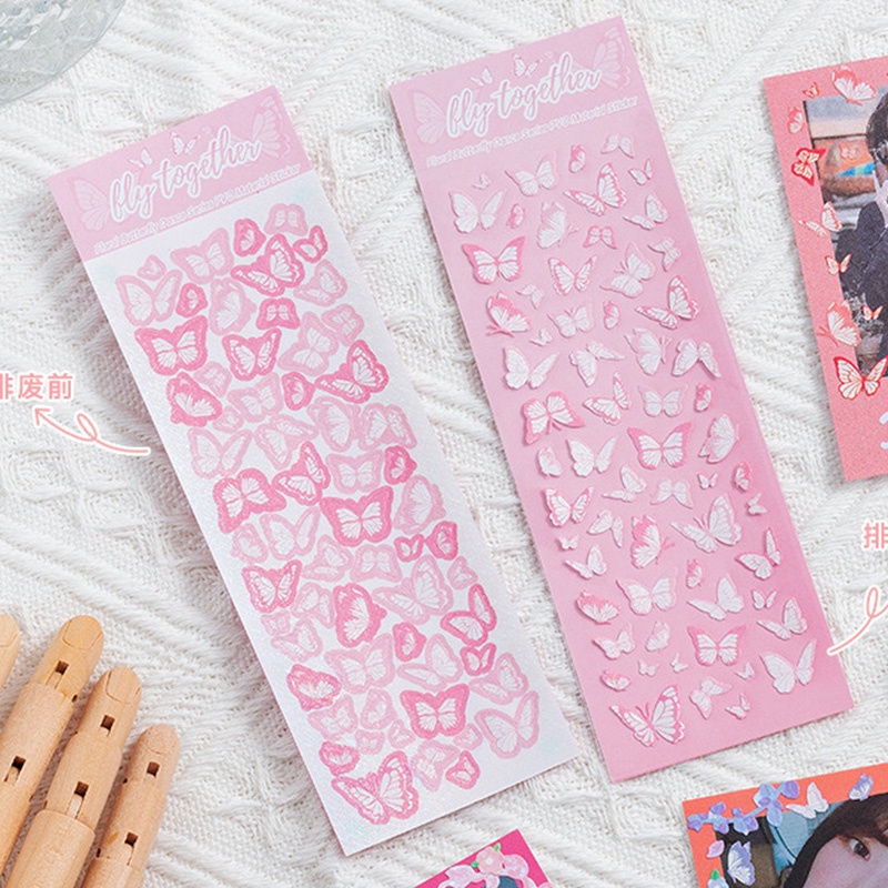 Sticker Dán Trang Trí Sổ Tay DIY Họa Tiết Hoa Và Bướm Dễ Thương