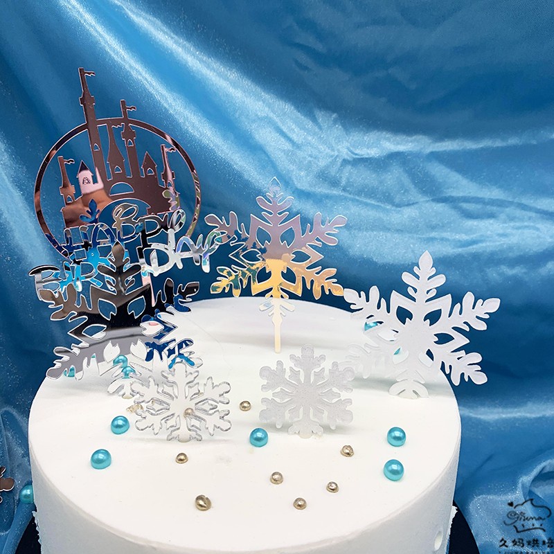 Bộ 10 Thẻ Nhựa Acrylic Chủ Đề Công Chúa Băng Giá Trang Trí Bánh Kem Tráng Miệng