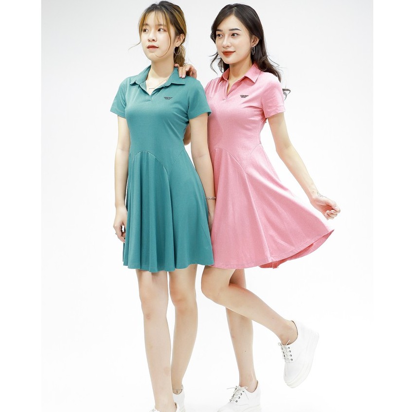 Đầm thun thể thao, dáng xòe, in logo Emspo DS4100