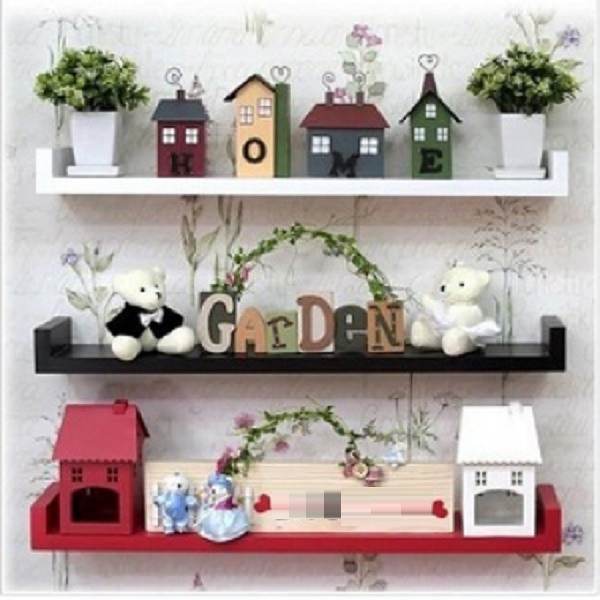 Bộ 3 kệ treo tường COMA chữ U bằng nhau dài 60cm gỗ lõi xanh chống ẩm cao cấp