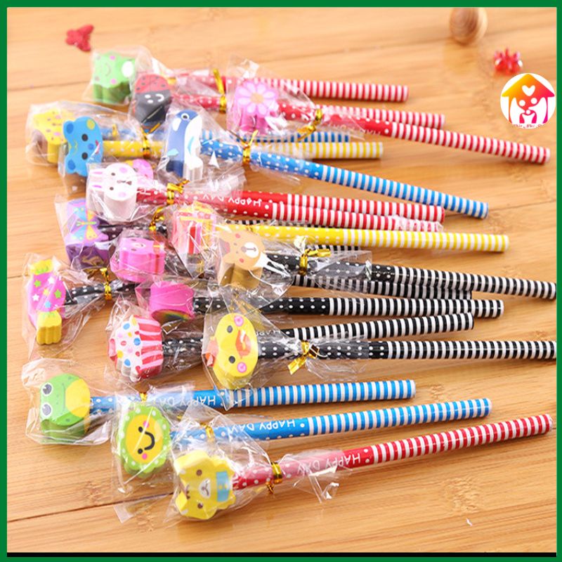 Bút Chì Thân Gỗ Đầu Tẩy Hình Động Vật Siêu Đẹp Cho Bé- Bút Chì Hoạt Hình Bền Đẹp An Toàn