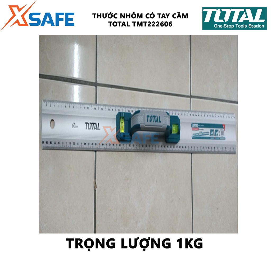 Thước nhôm xây dựng có tay cầm TOTAL TMT222606 Thước lá nhôm dài 60cm bền bỉ, cao cấp chịu nhiệt chịu lực va đập mạnh