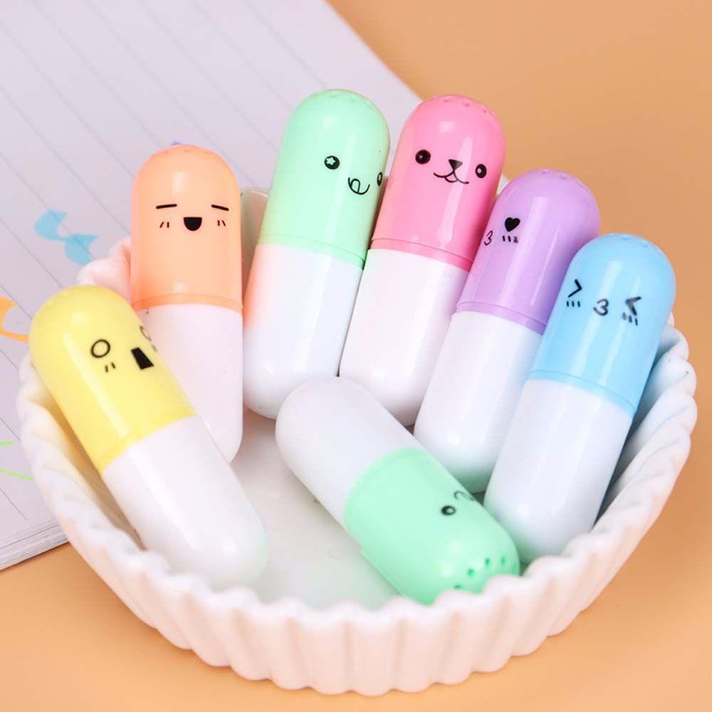 Set 6 Bút Dạ Quang Hình Viên Thuốc Đáng Yêu