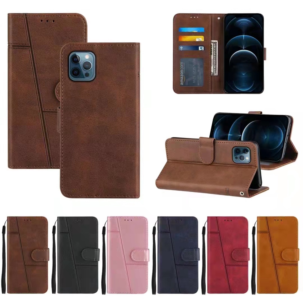 Ốp Điện Thoại Da Bò Hai Màu Cho OPPO A7 A5S A12 A52 A92 A72 A9 A5 2020 A94 A55 5G A16 realme 5 6i 8/8Pro 5G
