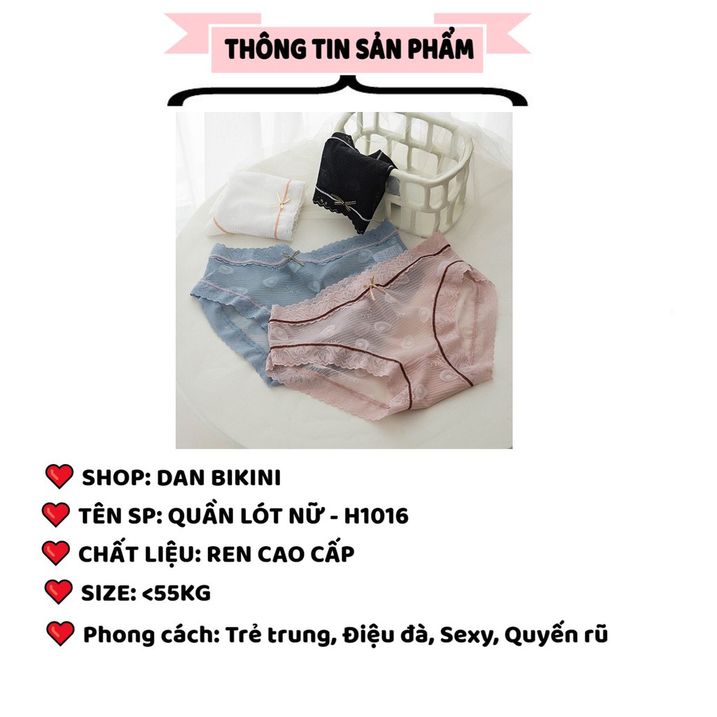 Quần Lót Nữ ❤️FREESHIP❤️ Quần Lót Ren xuyên thấu mềm mại thoáng mát đính nơ nhỏ mã H1016