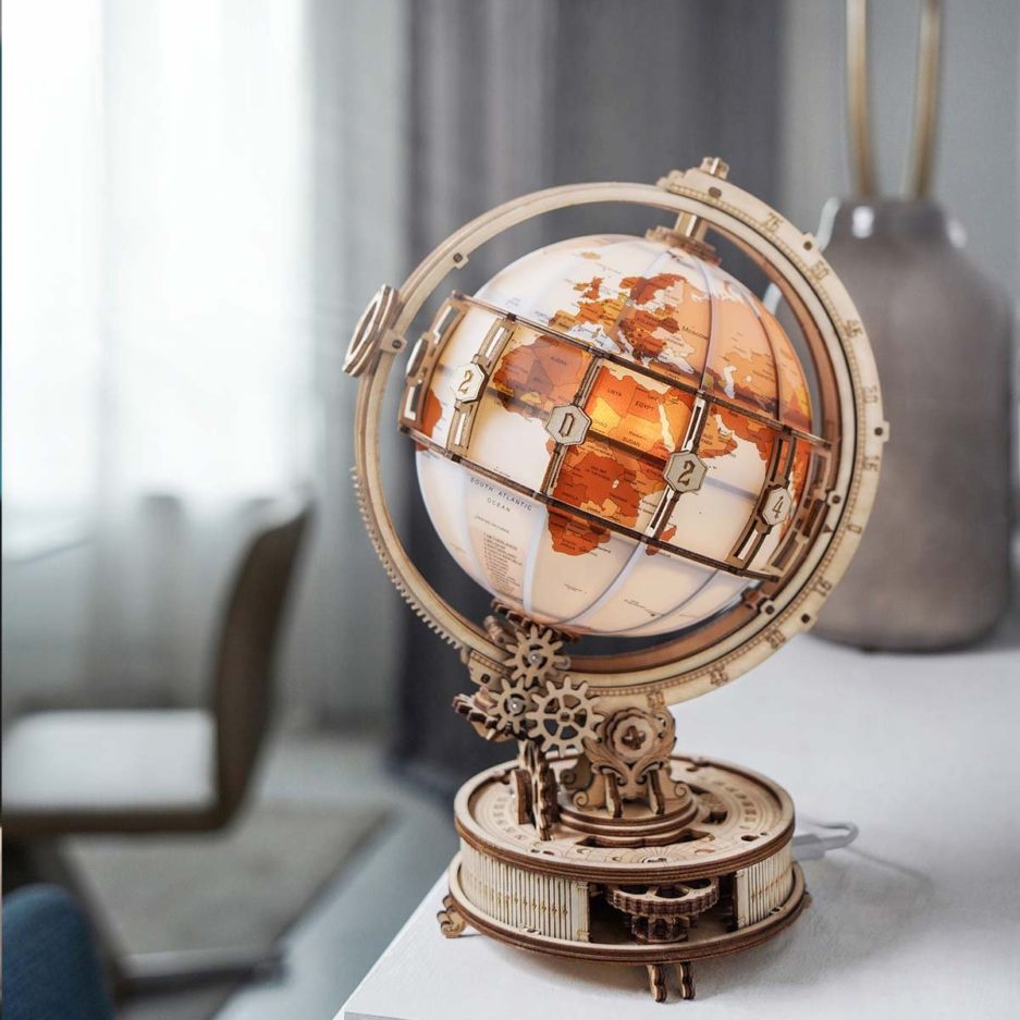 Mô Hình Gỗ 3D Lắp Ráp ROBOTIME ROKR Quả Cầu Ánh Sáng (Luminous Globe) ST003 [chưa ráp]