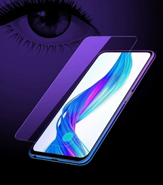 Cường lực Oppo K3 / F11 Pro / Realme X tím chống tia UV hại mắt tặng keo mép