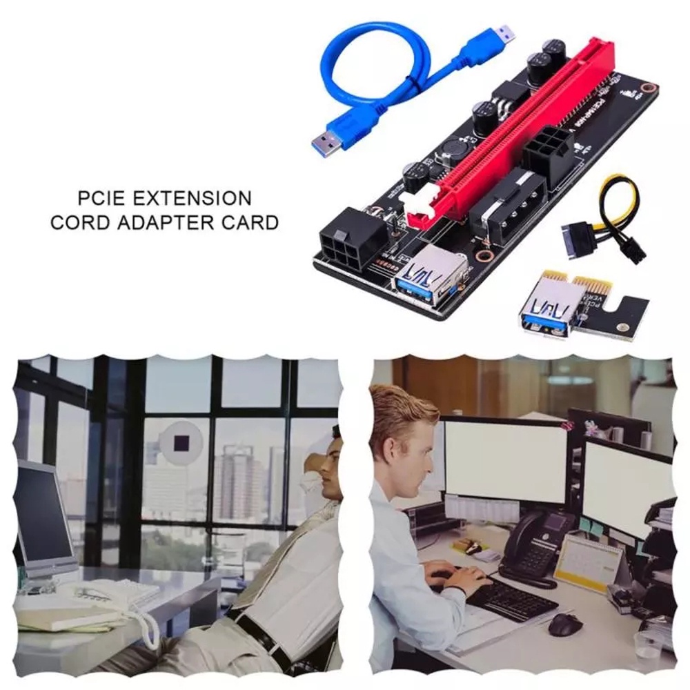 Thẻ Chuyển Đổi Pci-E 1x Sang 16x Kép 6pin 15pin Sang 6 Pin Sata Chất Lượng Cao Ver 009s