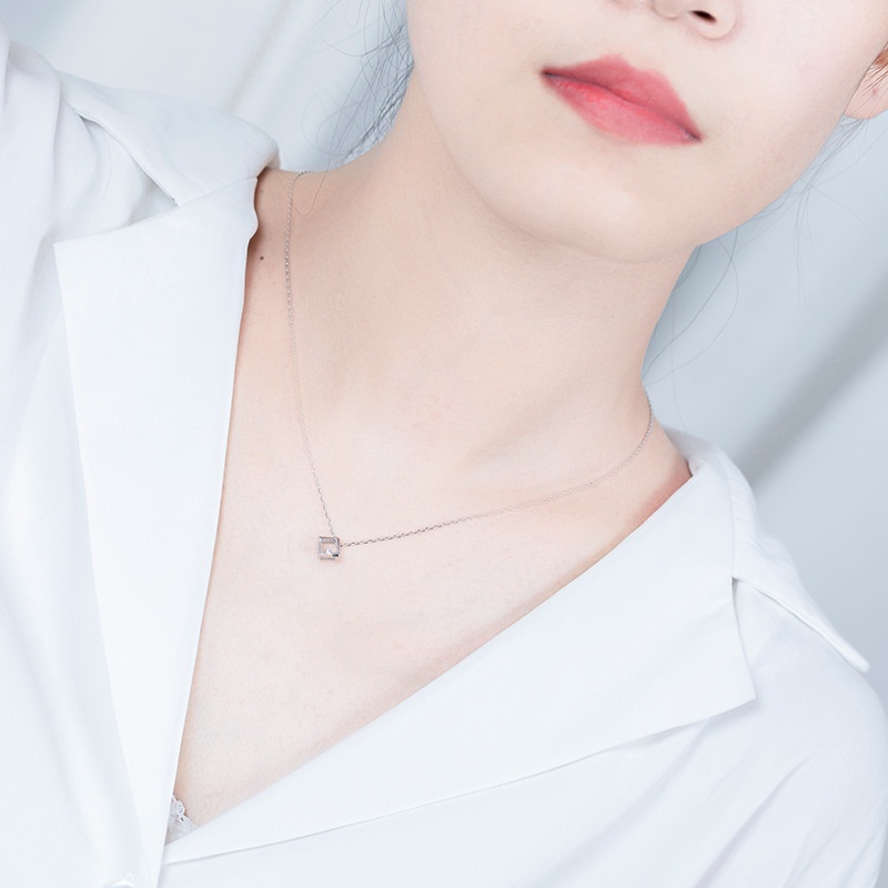 Dây chuyền nữ Hàn Quốc bạc ý S925 Hình Thoi Đính Đá - DB1586 Bảo Ngọc Jewelry