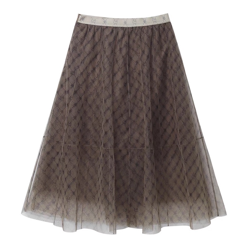 Chân váy nâu ren lưới Peacebird