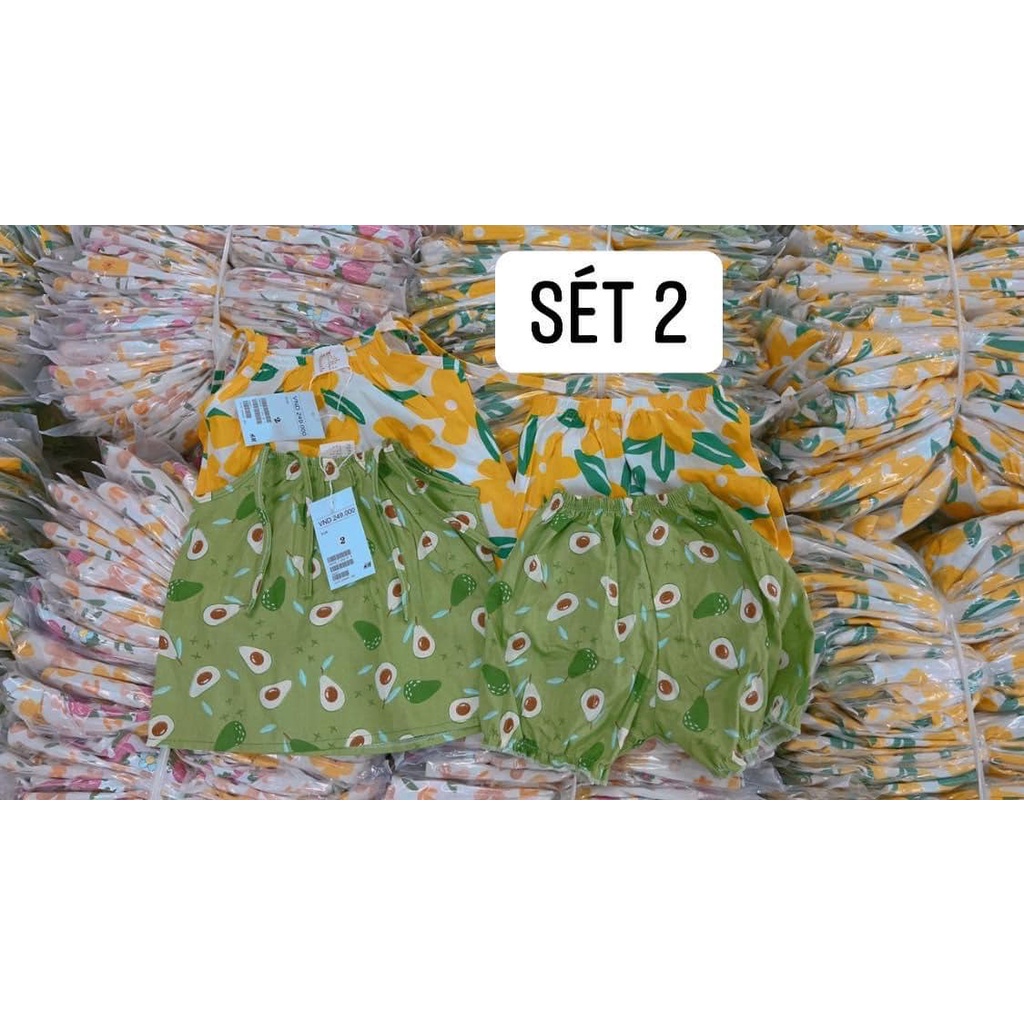 Bộ đồ bé gái combo 2 bộ đồ cho bé gái hai dây họa tiết hoa quả sắc màu JIMADO 656565652