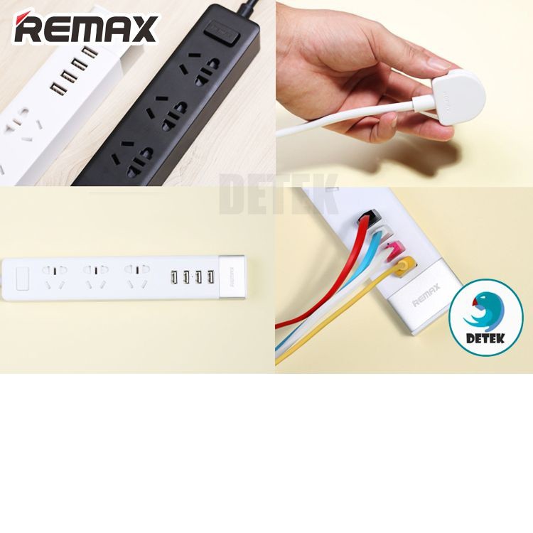 Ổ Cắm Điện 3 Ổ Cắm, 4 USB, Chống Cháy, Chính Hãng REMAX, Ổ Cắm Thông Minh Đa Năng REMAX RU-S2, Dài 1.8m