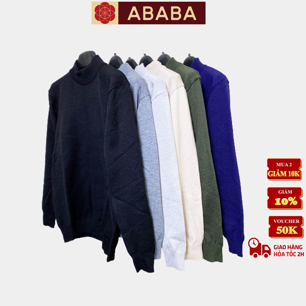 Áo len nam cổ 3 phân ABABA, chất liệu len mềm mịn dày giữ ấm tốt - ABA-3PLT
