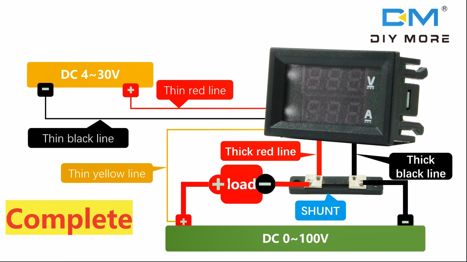 【READY STOCK】 Đồng hồ đo vôn kế và ampe kế DC 100V 100A có màn hình LED kỹ thuật cố
